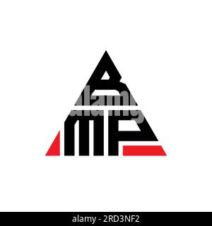 Logo de lettre triangle BMP avec forme de triangle. Monogramme de logo triangle BMP. Modèle de logo vectoriel triangle BMP avec couleur rouge. BMP triangul Illustration de Vecteur