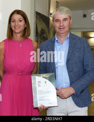 Varese, Italie. 18 juillet 2023. Varese, Italie LIVRE BLANC DE GREENHealth is Green Green IS Health Conference Parcs et jardins dans la mise en valeur touristique du territoire nature, Santé et bien-être en photo : Davide Galimberti maire de Varese crédit : Agence photo indépendante / Alamy Live News Banque D'Images