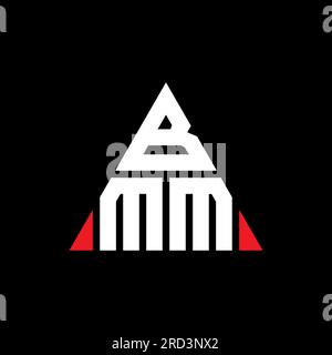 Logo lettre triangle BMM avec forme de triangle. Monogramme de logo triangle BMM. Modèle de logo vecteur triangle BMM avec couleur rouge. BMM triangul Illustration de Vecteur