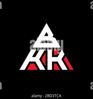 Logo de lettre triangle BKK avec forme de triangle. Monogramme de logo triangle BKK. Modèle de logo vectoriel triangle BKK avec couleur rouge. BKK triangul Illustration de Vecteur