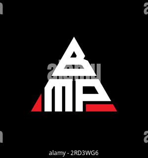 Logo de lettre triangle BMP avec forme de triangle. Monogramme de logo triangle BMP. Modèle de logo vectoriel triangle BMP avec couleur rouge. BMP triangul Illustration de Vecteur