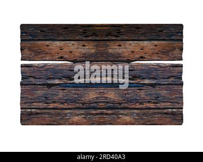 Fond de cadre de planche antique brun foncé avec des feuilles tropicales et des vignes grimpantes sur le bord de la planche. Banque D'Images