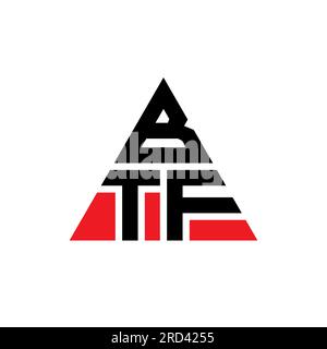 Logo de lettre triangle BTF avec forme de triangle. Monogramme de logo triangle BTF. Modèle de logo vecteur triangle BTF avec couleur rouge. BTF triangul Illustration de Vecteur