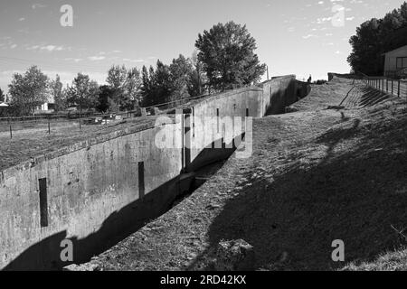 Europe, Espagne, Castille-et-León, Fromista, Esclusa Cuádruple (écluse quadruple) déclassée sur le Canal de Castilla (Canal de Castille) Banque D'Images