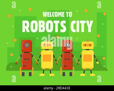 Design de couverture de ville robots Illustration de Vecteur