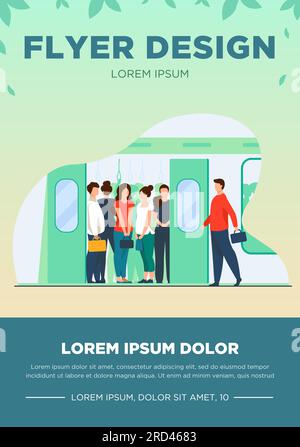 Une foule de navetteurs voyageant en métro Illustration de Vecteur