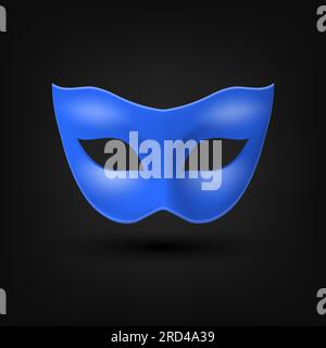 Vector 3d Realistic Blank Blue Carnival Vintage Mask icône en gros plan isolé. Masque de héros pour Carnaval, Party, Mascarade lunettes. Modèle de conception pour Illustration de Vecteur