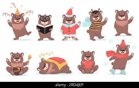 Ensemble ours en peluche mignon Illustration de Vecteur