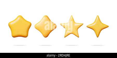 Étoile jaune brillante 3D de différentes formes Illustration de Vecteur