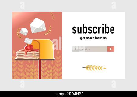 Conception d'abonnement par e-mail pour magasin de boulangerie Illustration de Vecteur