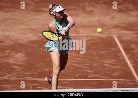 Budapest, Hongrie centrale, Hongrie. 18 juillet 2023. FANNY STOLLAR de Hongrie en action lors du GRAND PRIX DE HONGRIE - Budapest - Womens tennis, WTA250 (crédit image : © Mathias Schulz/ZUMA Press Wire) USAGE ÉDITORIAL SEULEMENT! Non destiné à UN USAGE commercial ! Crédit : ZUMA Press, Inc./Alamy Live News Banque D'Images