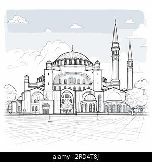 Hagia Sophia. Hagia Sophia illustration dessinée à la main. Illustration de dessin animé de style doodle vectoriel Illustration de Vecteur