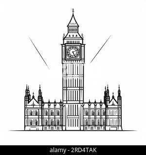 Big Ben. Big Ben illustration comique dessinée à la main. Illustration de dessin animé de style doodle vectoriel Illustration de Vecteur