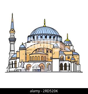 Hagia Sophia. Hagia Sophia illustration dessinée à la main. Illustration de dessin animé de style doodle vectoriel Illustration de Vecteur