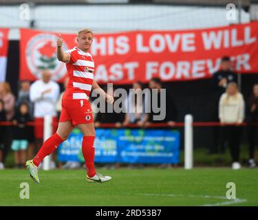 18 juillet 2023 ; New Dundas Park, Bonnyrigg, Midlothian, Écosse : Scottish Viaplay Cup Group E football, Bonnyrigg Rose versus Dundee ; Keiran McGachie de Bonnyrigg Rose Banque D'Images