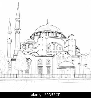 Hagia Sophia. Hagia Sophia illustration dessinée à la main. Illustration de dessin animé de style doodle vectoriel Illustration de Vecteur