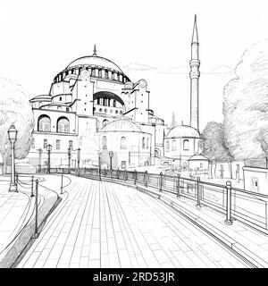 Hagia Sophia. Hagia Sophia illustration dessinée à la main. Illustration de dessin animé de style doodle vectoriel Illustration de Vecteur