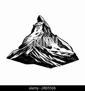 Matterhorn. Illustration comique dessinée à la main Matterhorn. Illustration de dessin animé de style doodle vectoriel Illustration de Vecteur