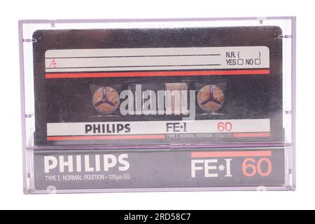 Cassette audio PHILIPS FE I 60, côté A, isolé sur fond blanc Banque D'Images