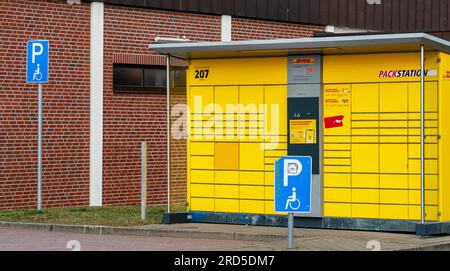 DHL Packstation, Berlin, Allemagne Banque D'Images