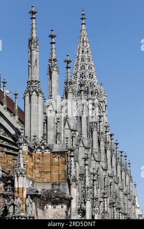 Cathédrale d'Ulm, détails allée sud, derrière la tour sud, bâtiment sacré, église, Façade, architecture, Ulm, Baden-Wuerttemberg, Allemagne Banque D'Images