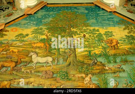 Majolica floor, San Michele Church, Anacapri, Capri Island, Campanie, Italie, plancher majolique Banque D'Images