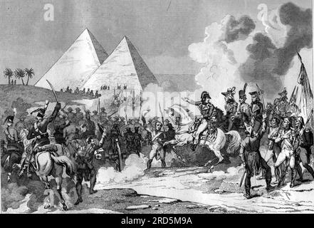 Napoléon Bonaparte vainquit les Mamelouks, à la bataille des pyramides, près du Caire Banque D'Images