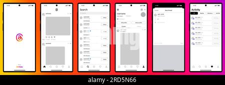 Maquette d'écran d'ensemble de threads sur le téléphone. Nouvelle application Instagram. Illustration vectorielle éditoriale Illustration de Vecteur