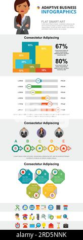 Ensemble de graphiques infographiques conceptuels de planification ou d'analyse Illustration de Vecteur