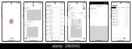 Maquette d'écran threads sur le téléphone. Nouvelle application Instagram. Illustration vectorielle éditoriale Illustration de Vecteur