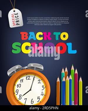 Circulaire à prix spécial pour la rentrée avec réveil Illustration de Vecteur
