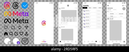 Les threads encadrent les réseaux sociaux. Nouvelle application Instagram isolée sur fond transparent Illustration de Vecteur