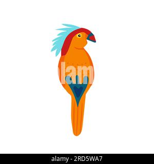 Perroquet de personnage de dessin animé multicolore. Oiseau exotique sur un fond blanc. Vecteur isolé Illustration de Vecteur