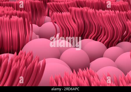 Lignes de muqueuse nasale (épihtélium respiratoire) - vue en gros plan illustration 3D. Banque D'Images