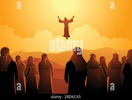 Série d'illustrations vectorielles bibliques, l'ascension de Jésus Illustration de Vecteur