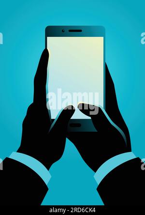 Illustration vectorielle d'un homme tenant un smartphone Illustration de Vecteur