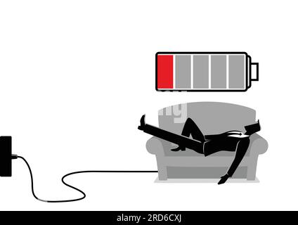 Illustration d'affaires d'un homme d'affaires prenant une sieste sur un canapé. Concept de pose, de détente, de recharge, de repos Illustration de Vecteur