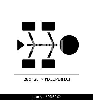 Icône de glyphe noir du diagramme en arête de poisson Illustration de Vecteur