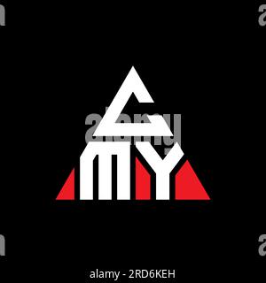 Logo de lettre triangle CMY avec forme de triangle. Monogramme de logo triangle CMY. Modèle de logo vectoriel triangle CMY avec couleur rouge. CMY triangul Illustration de Vecteur