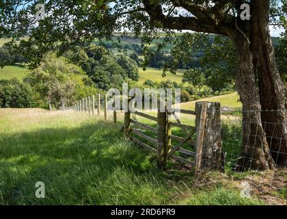 Une clôture au-dessus de la rivière Eamont, Pooley Bridge, Cumbria, Royaume-Uni Banque D'Images