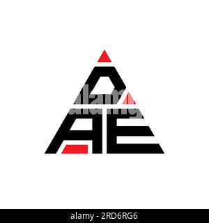 Logo lettre triangle DAE avec forme de triangle. Monogramme de logo triangle DAE. Modèle de logo vectoriel triangle DAE avec couleur rouge. DAE triangul Illustration de Vecteur