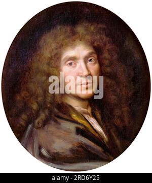 Molière (Jean-Baptiste Poquelin, 1622-1673), portrait du dramaturge, acteur et poète français à l'huile sur toile par Pierre Mignard, vers 1658 Banque D'Images