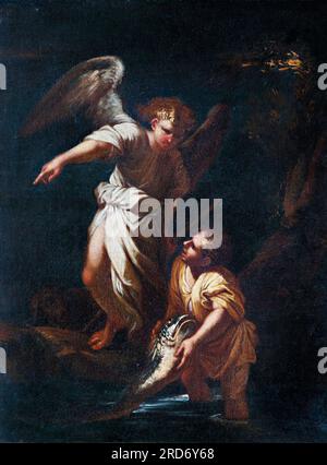 Tobias et l'Ange, peinture à l'huile sur toile de Salvator Rosa, avant 1673 Banque D'Images