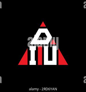 Logo de lettre triangle DIU avec forme de triangle. Monogramme de logo triangle DIU. Modèle de logo vecteur triangle DIU avec couleur rouge. DIU triangul Illustration de Vecteur