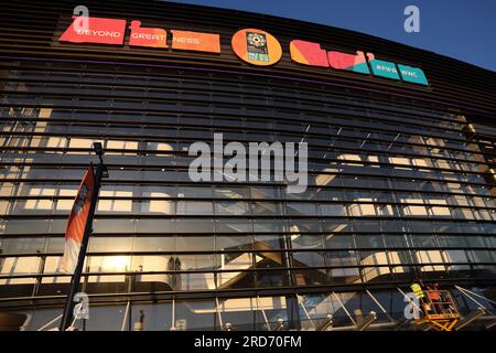 Sydney, Australie. 19 juillet 2023. Une vue générale du stade de football de Sydney, connu commercialement sous le nom de stade Allianz, avant la coupe du monde féminine de la FIFA 2023 qui débutera le 20 juillet, organisée conjointement par l'Australie et la Nouvelle-Zélande. Crédit : Isabel Infantes/Empics/Alamy Live News Banque D'Images