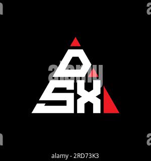 Logo de lettre triangle DSX avec forme de triangle. Monogramme de conception de logo triangle DSX. Modèle de logo vectoriel triangle DSX avec couleur rouge. DSX triangul Illustration de Vecteur