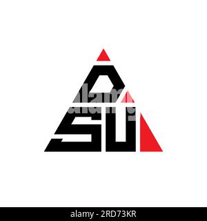 Logo de lettre triangle DSU avec forme de triangle. Monogramme de conception de logo triangle DSU. Modèle de logo vecteur triangle DSU avec couleur rouge. DSU triangul Illustration de Vecteur