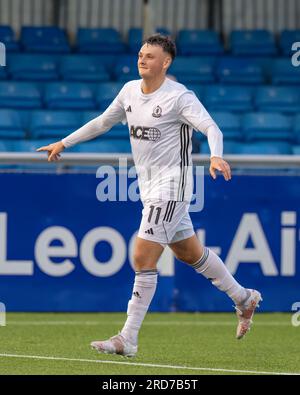 Cove Rangers FC, Balmoral Stadium, Cove, Aberdeen, Royaume-Uni. 18 juillet 2023. C'est du match de la Viaply Cup entre Cove Rangers FC et Clyde FC. CONTENU DE L'IMAGE - COVE - KYLE CONNELL crédit : JasPERIMAGE/Alamy Live News Banque D'Images