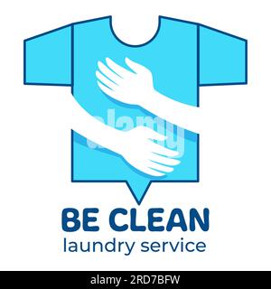 Soyez propre service de blanchisserie, le vecteur de lavage de vêtements Illustration de Vecteur