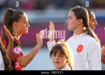 Leuven, Belgique. 18 juillet 2023. Hanna Huizenga des pays-Bas U19 lors du Championnat d'Europe féminin des moins de 19 ans de l'UEFA 2022/23 match de Groupe A entre la Belgique et les pays-Bas à Den Dreef le 18 juillet 2023 à Leuven, Belgique (photo d'Orange Pictures) crédit : Orange pics BV/Alamy Live News Banque D'Images